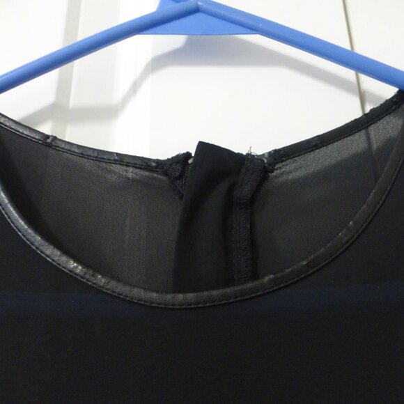 H&M black ruched sleeveless mini dress with faux leather trim - Picture 5 of 15